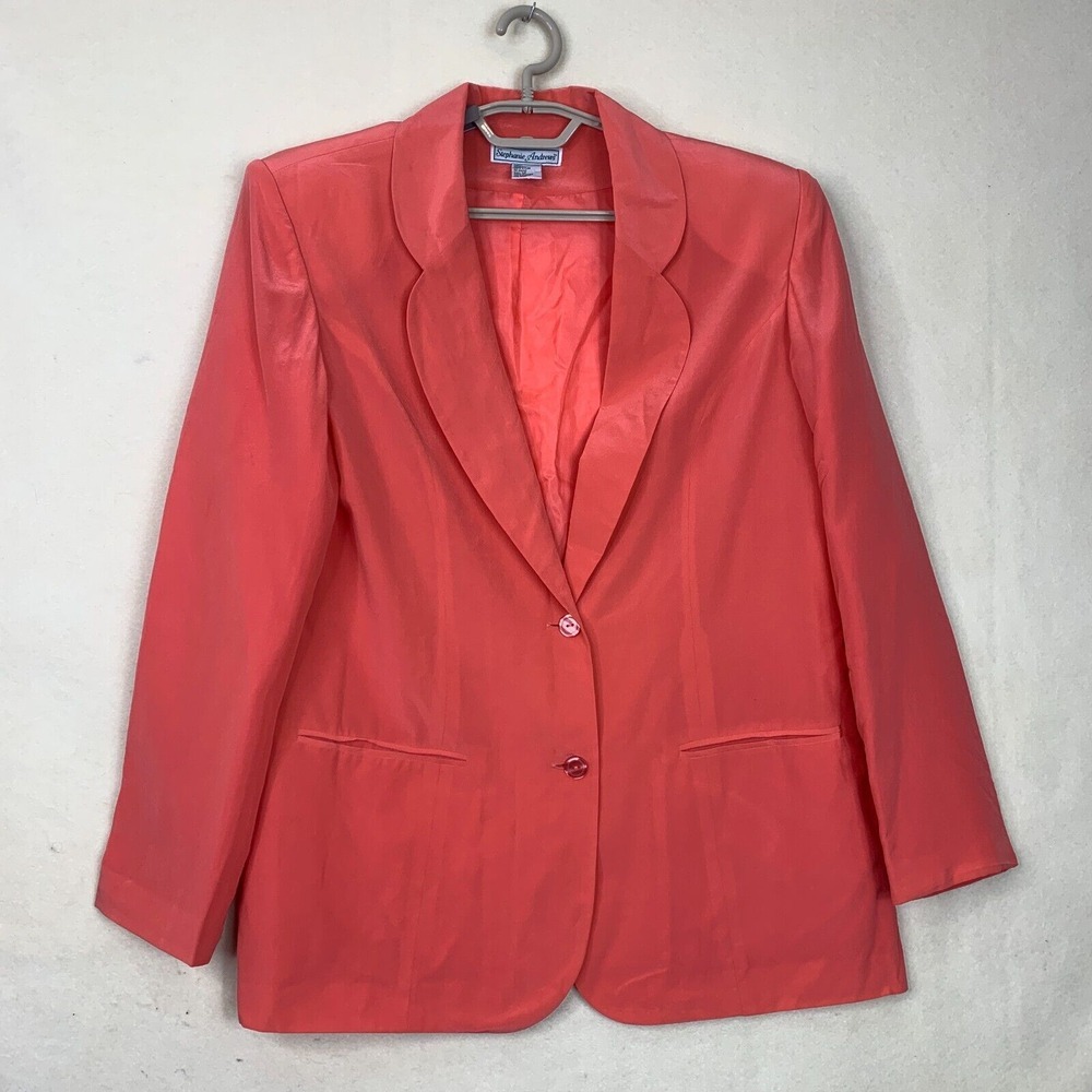 Stephanie Andrews Women's 100% Silk 2 Button Blazer Jacket Size 12 pocket - Picture 2 of 14